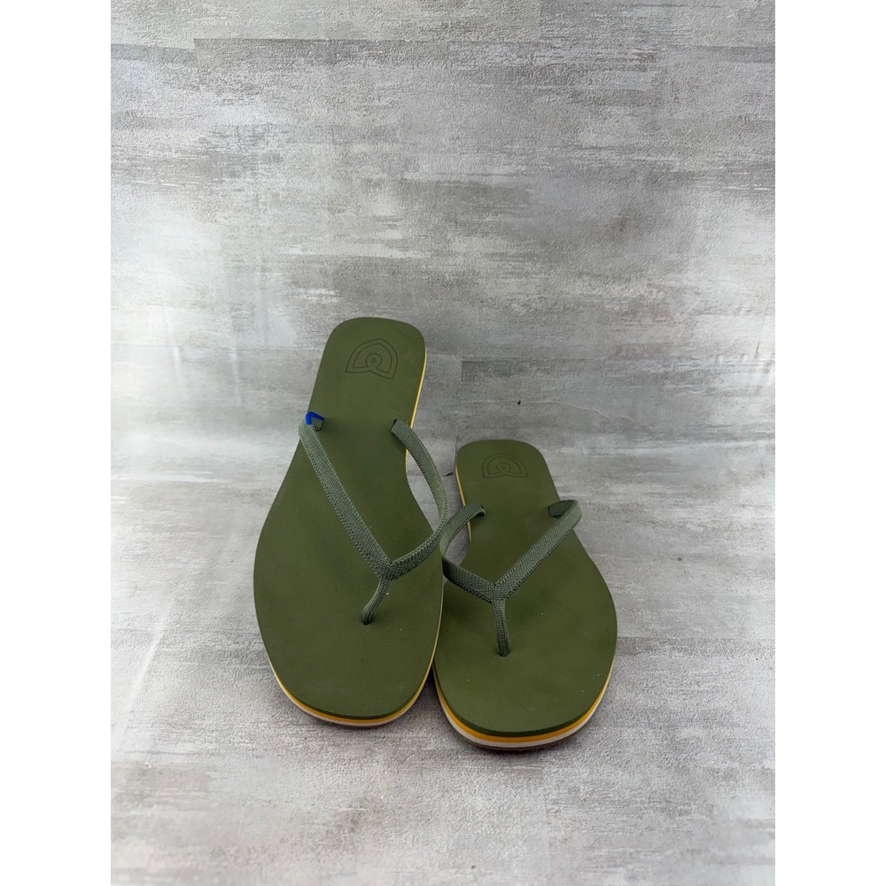 Rothy's The Flip Flop Olive Grove Green Striped Sole Sandals Womens 7